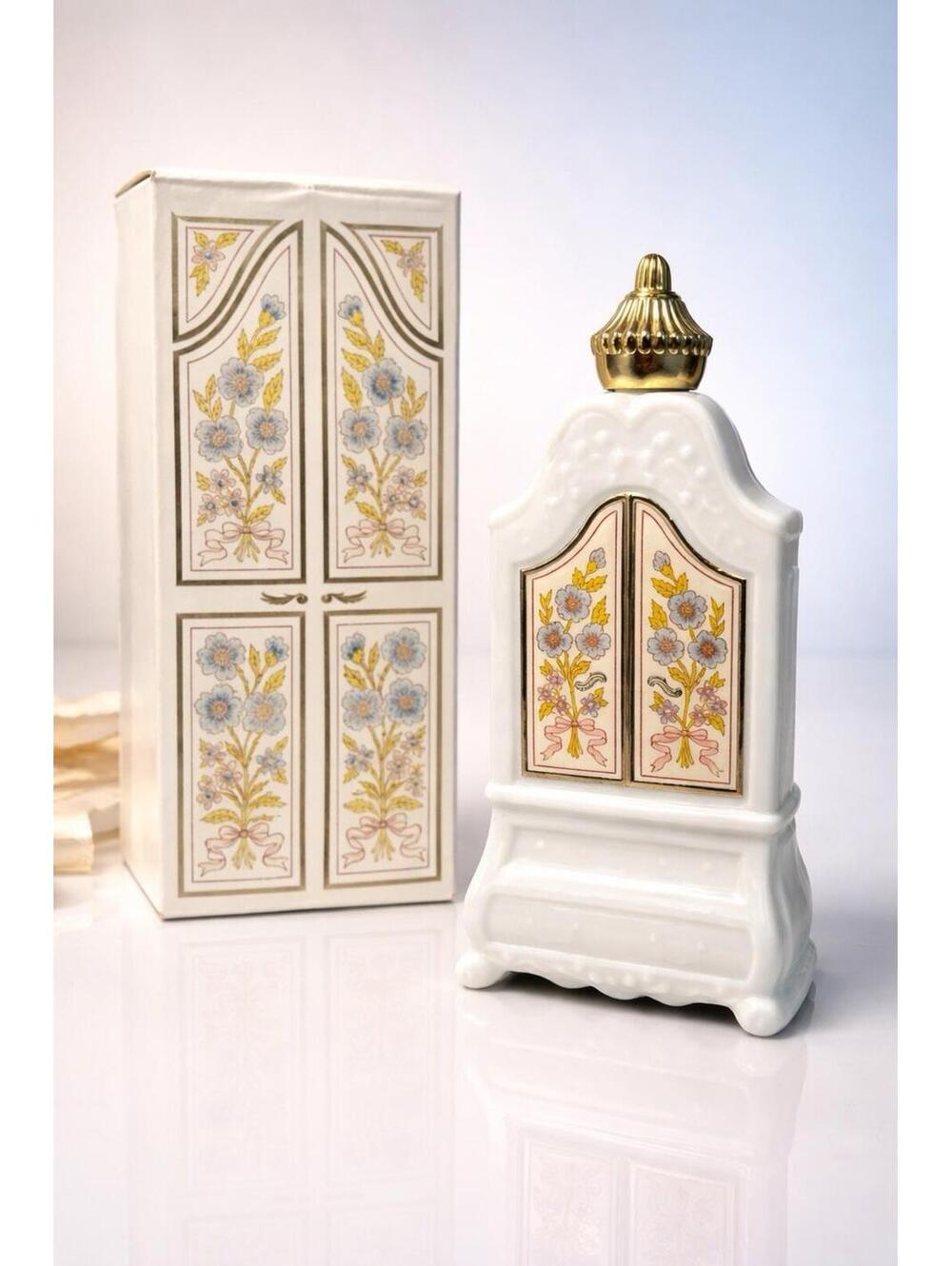 Avon 1970s Armoire Decanter Bird Of Paradise Foaming Bath Oil With Box, 3x6.75”